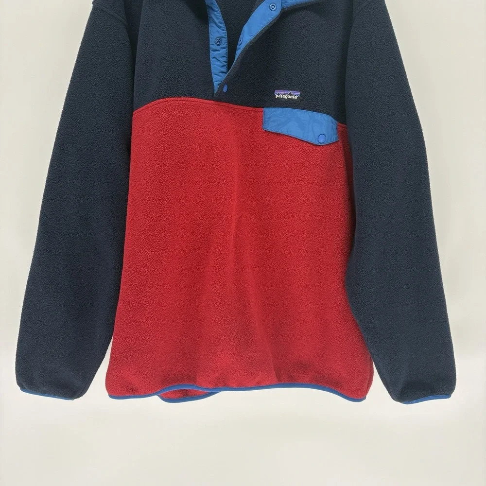 Rare 2018 Patagonia Synchilla Two Tone Snap T Red & Blue‎ Fleece Men XXL